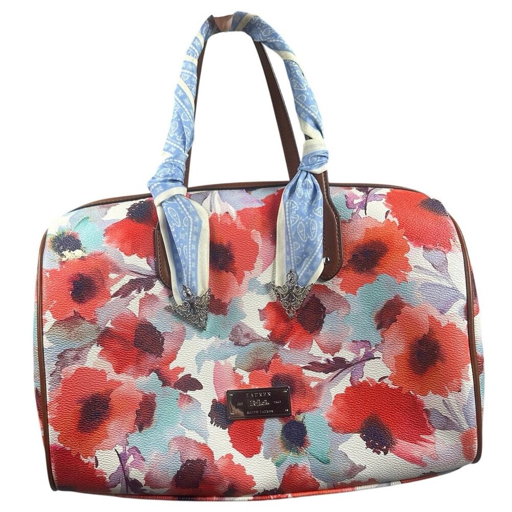 Lauren Ralph Lauren Floral Satchel Coated Canvas Poppy Print